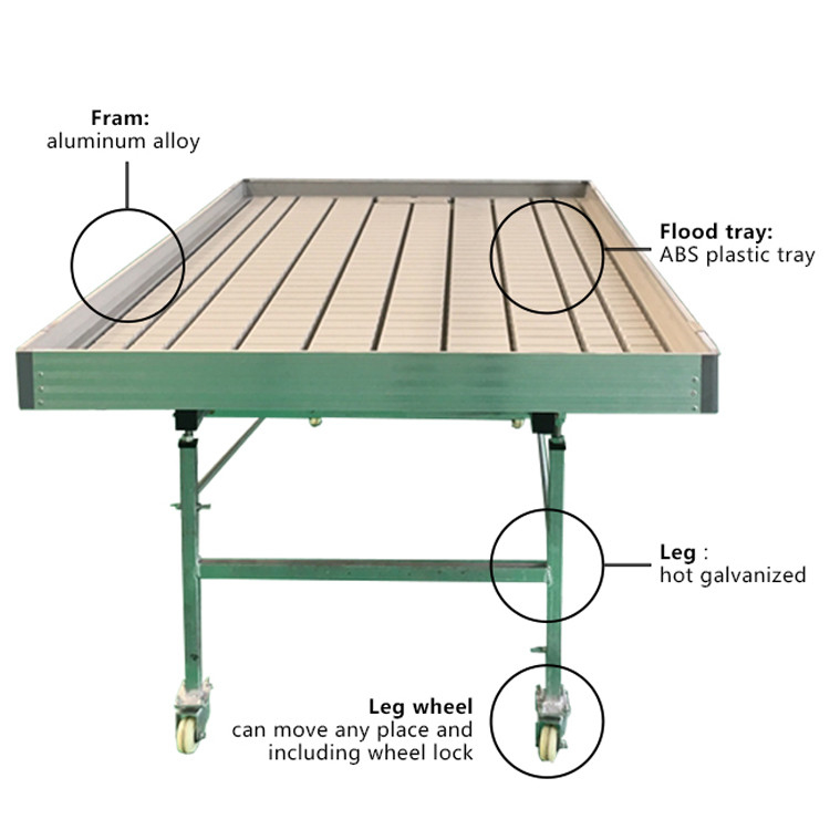 Nhà kính Ebb Flow Seedling Rolling Bench Grow Tables Để trồng nhiều loại cây